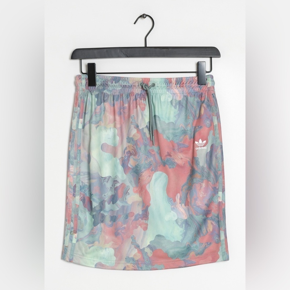 Adidas Pastel Camo Print Skirt Drawstring Athleisure Outdoor Small